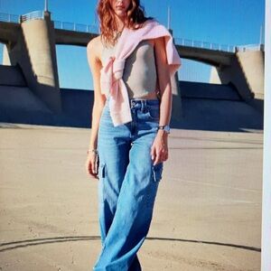 American Eagle dreamy drape, cargo wide leg jeans 6